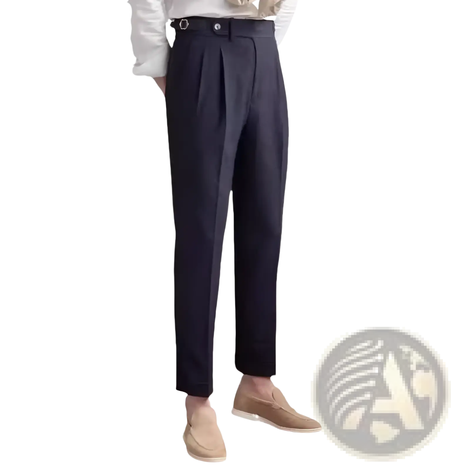 Men's Slim Fit Pleated Summer Linen Suit Trousers