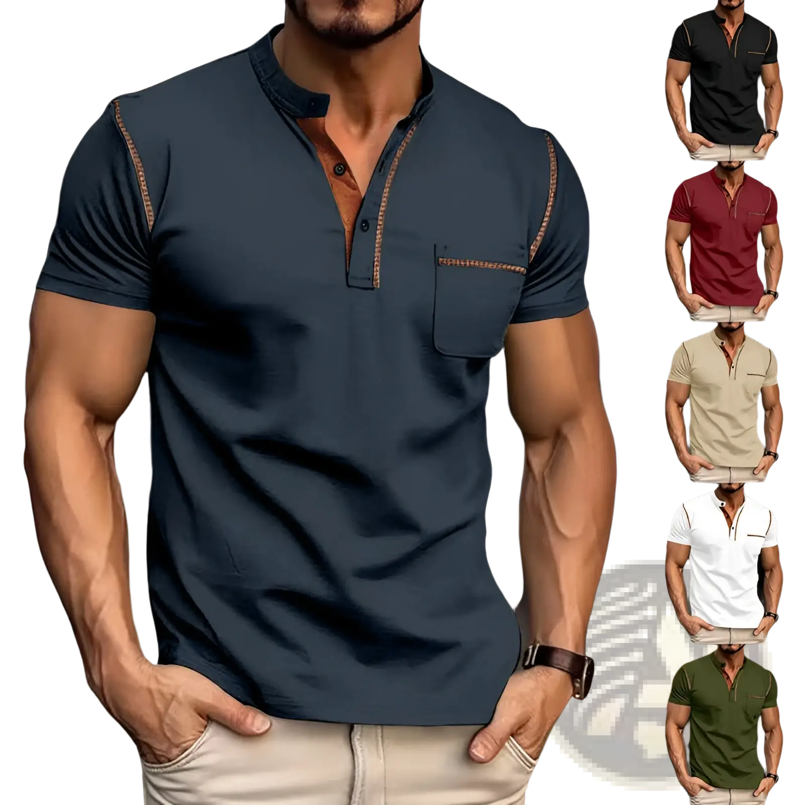 Men's Slim Fit Short Sleeve Henley and Polo Shirts