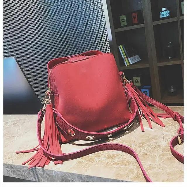 Rebel Soul Tassel Bucket Crossbody Bag - Fierce and Chic