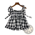 Plaid Tiered Bow Strap Top - Fierce and Chic