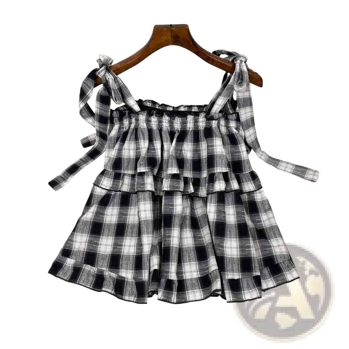 Plaid Tiered Bow Strap Top - Fierce and Chic
