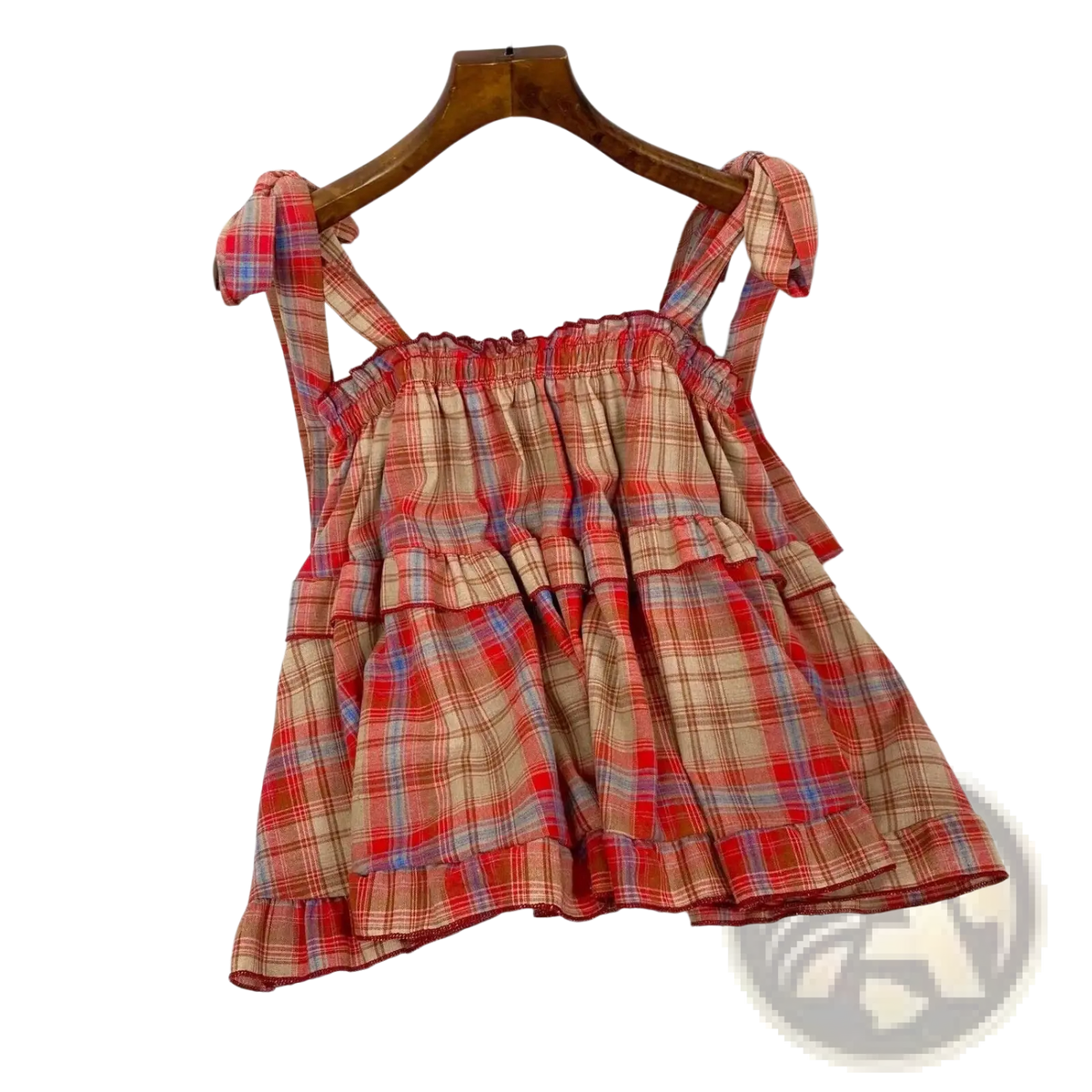 Plaid Tiered Bow Strap Top - Fierce and Chic