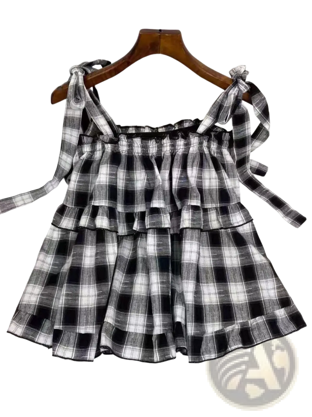 Plaid Tiered Bow Strap Top - Fierce and Chic
