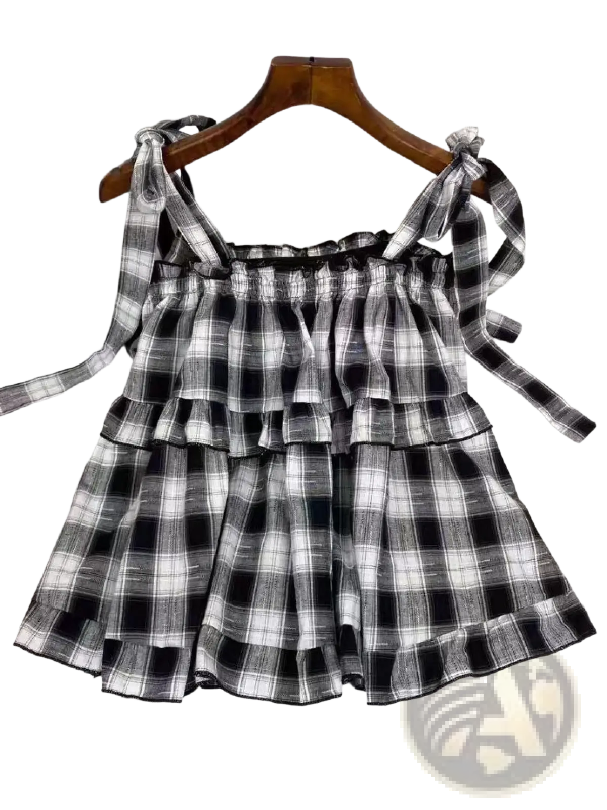 Plaid Tiered Bow Strap Top - Fierce and Chic