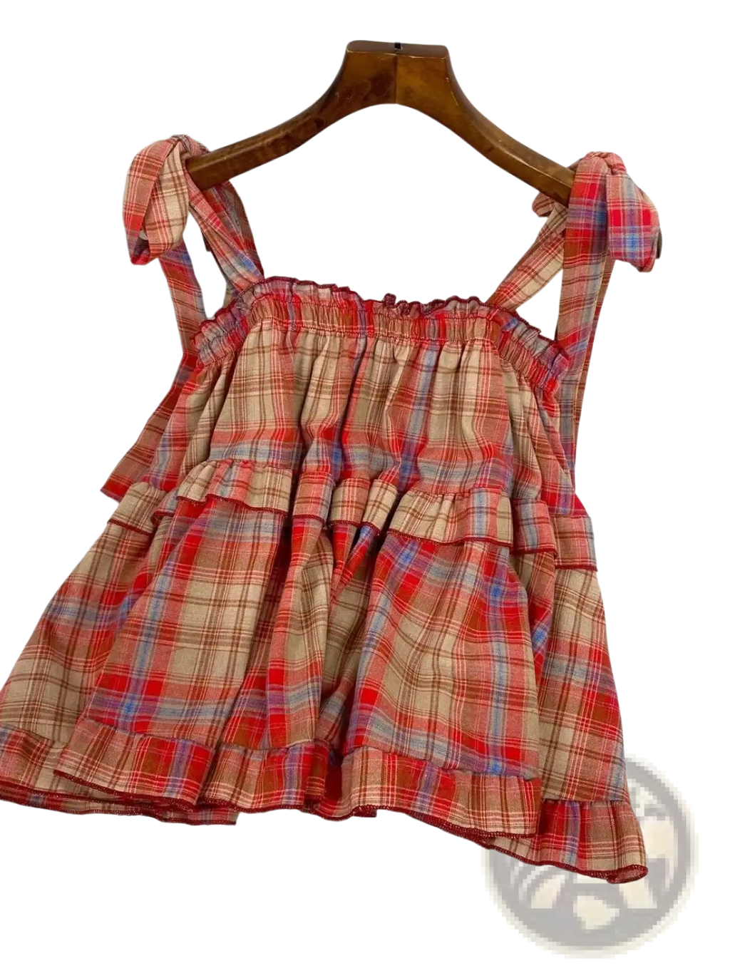 Plaid Tiered Bow Strap Top - Fierce and Chic