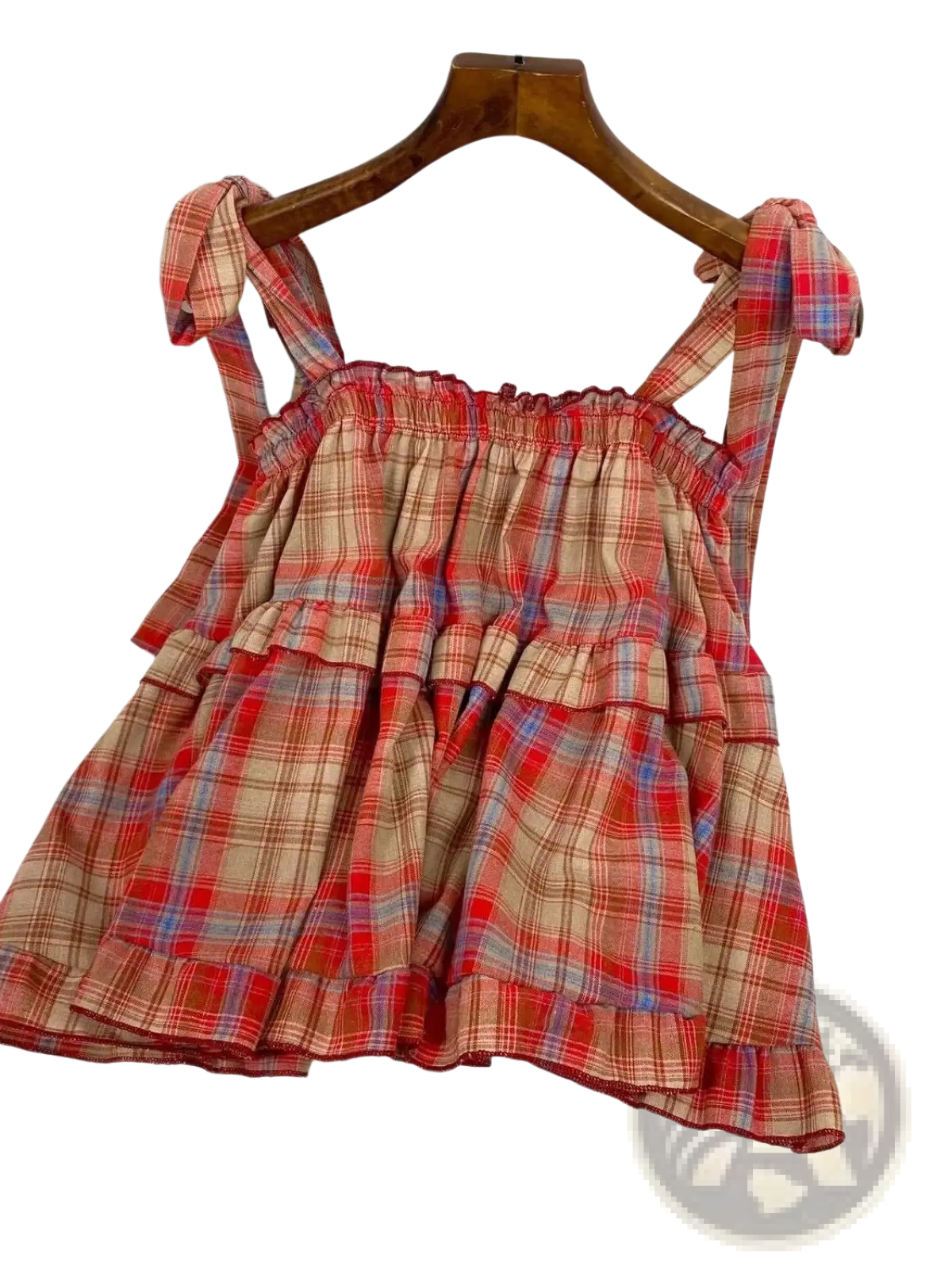 Plaid Tiered Bow Strap Top - Fierce and Chic