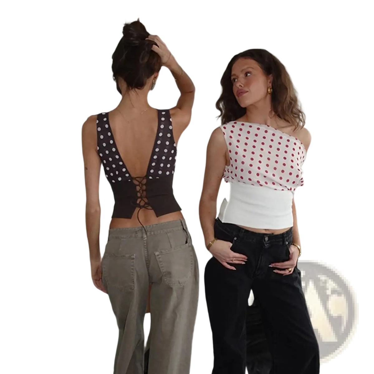 Polka Dot one Shoulder Chiffon Crop Top - Fierce and Chic