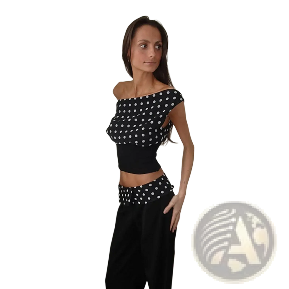 Polka Dot one Shoulder Chiffon Crop Top - Fierce and Chic
