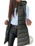 Quilted Hooded Puffer Vest Solid Cotton Outerwear - Fierce and Chic