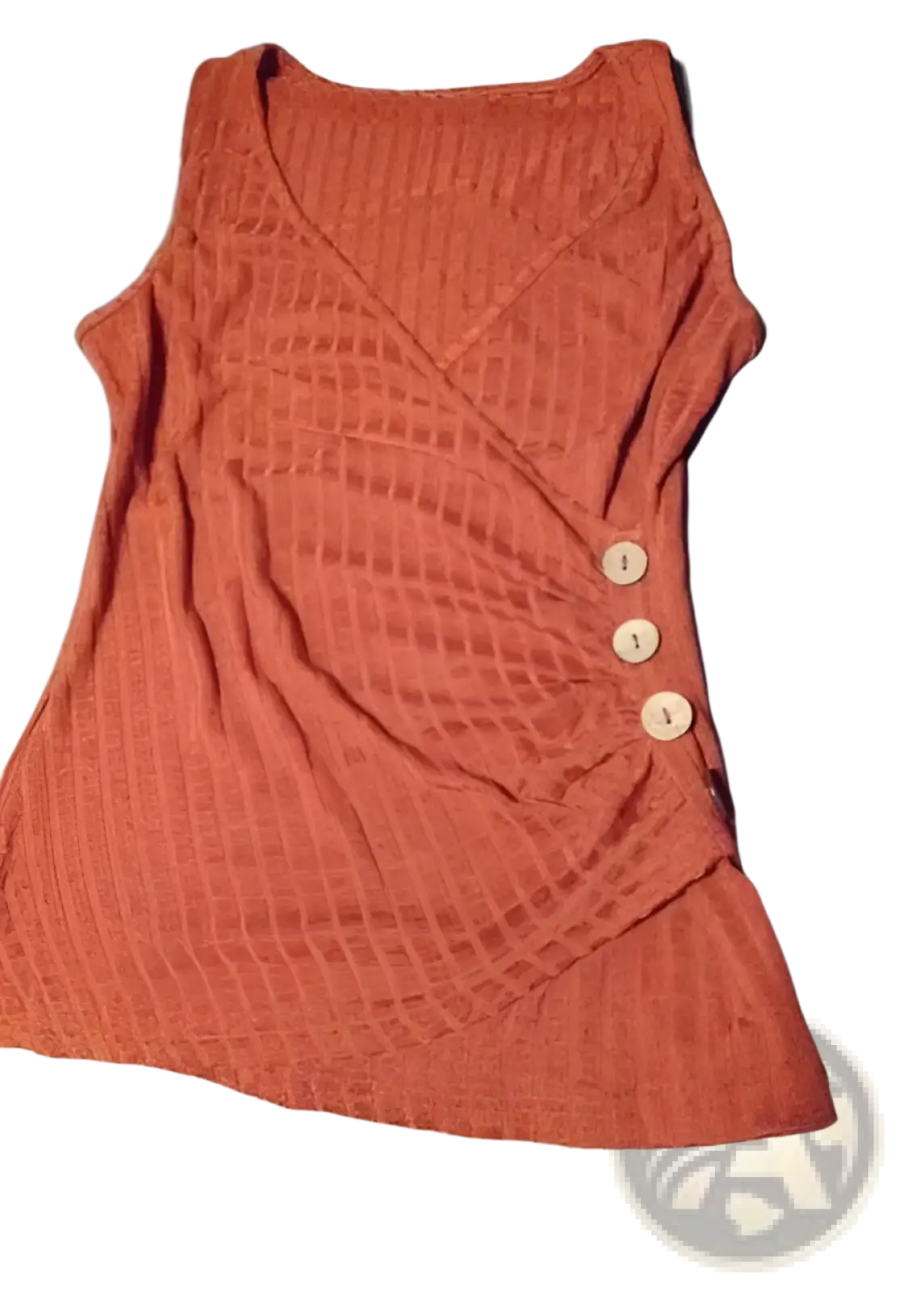 Ribbed Button V-neck Tank Top - Fierce and Chic