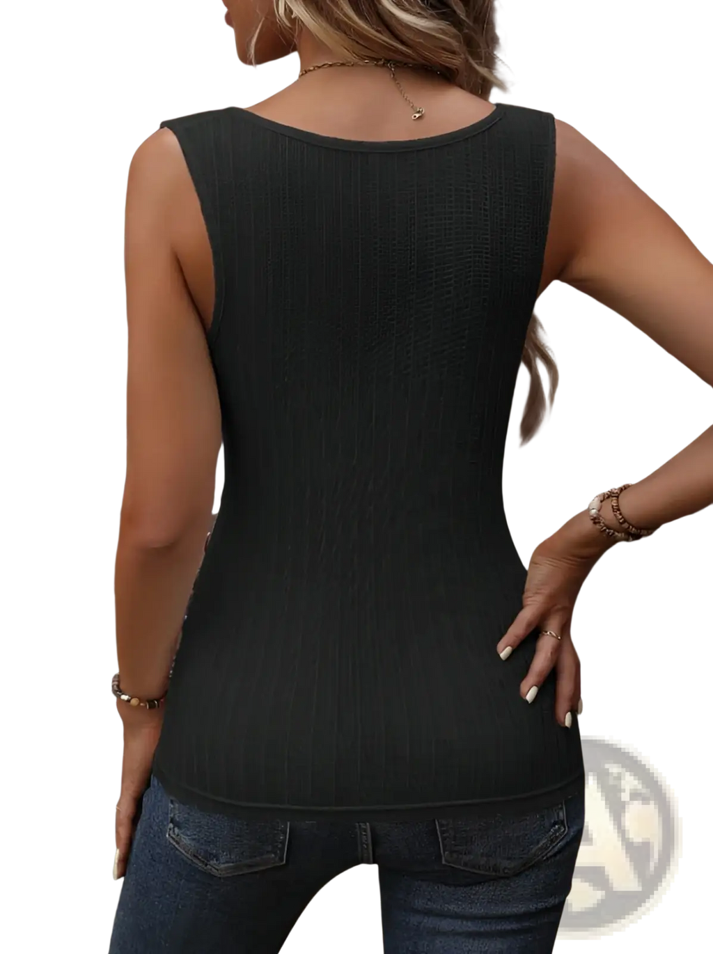 Ribbed Button V-neck Tank Top - Fierce and Chic