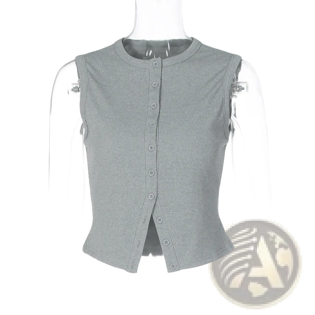 Ribbed Button Vest Top - Fierce and Chic