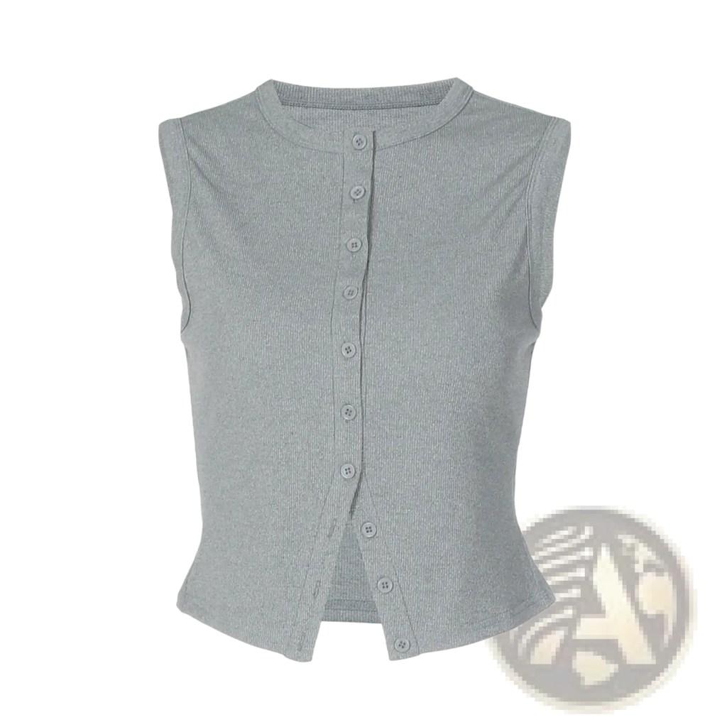 Ribbed Button Vest Top - Fierce and Chic