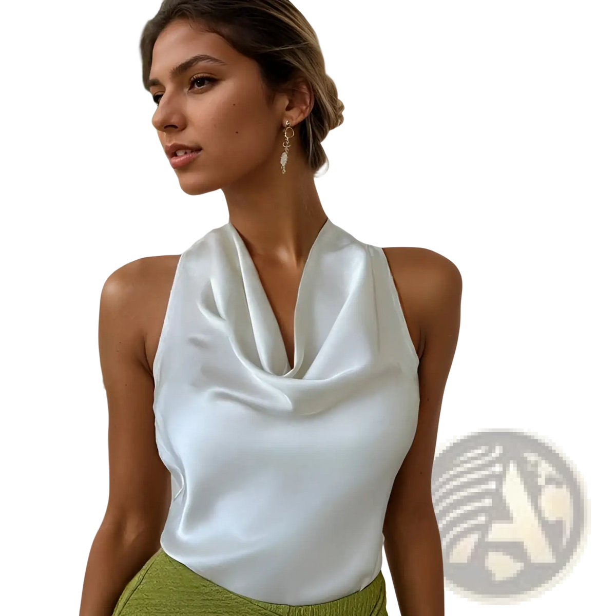 Satin Cowl Neck Halter Top - Fierce and Chic