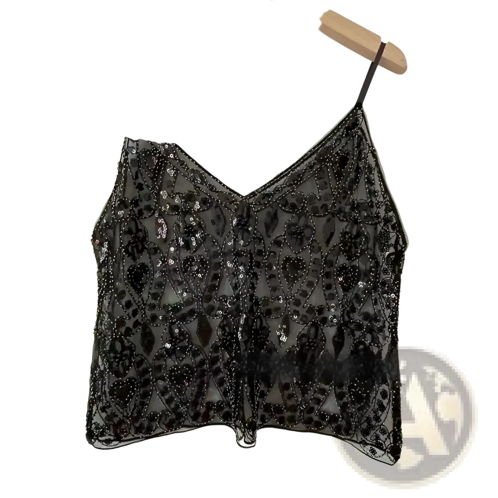 Sequin Embroidered Mesh Camisole Top - Fierce and Chic