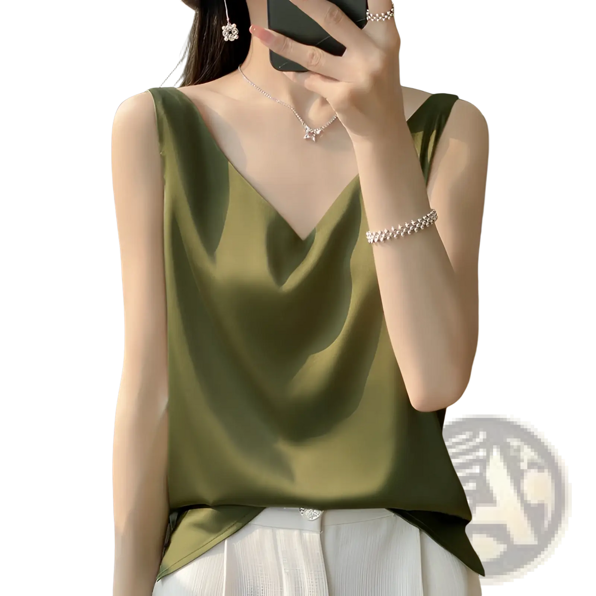 Silky Satin V-neck Camisole Top - Fierce and Chic