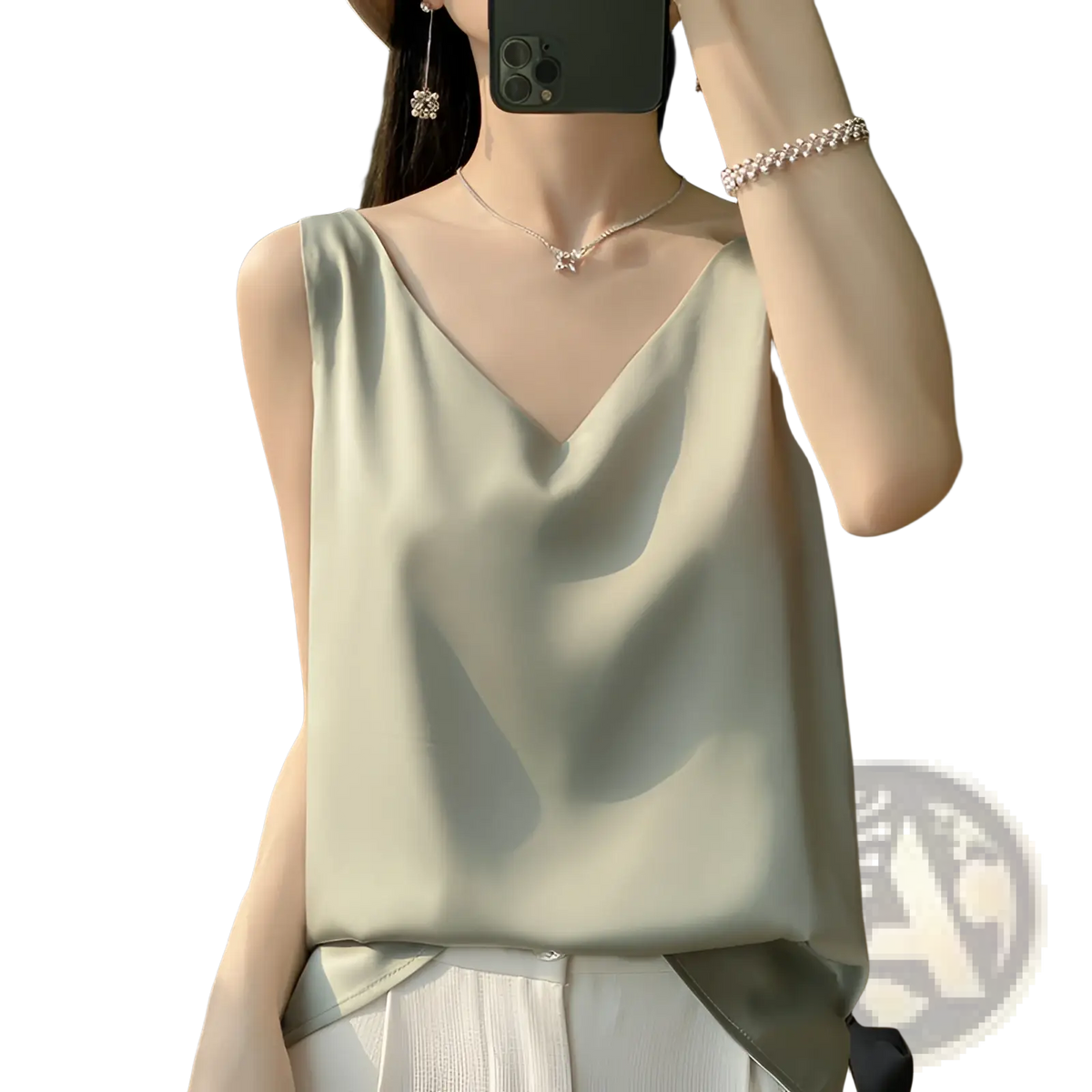 Silky Satin V-neck Camisole Top - Fierce and Chic