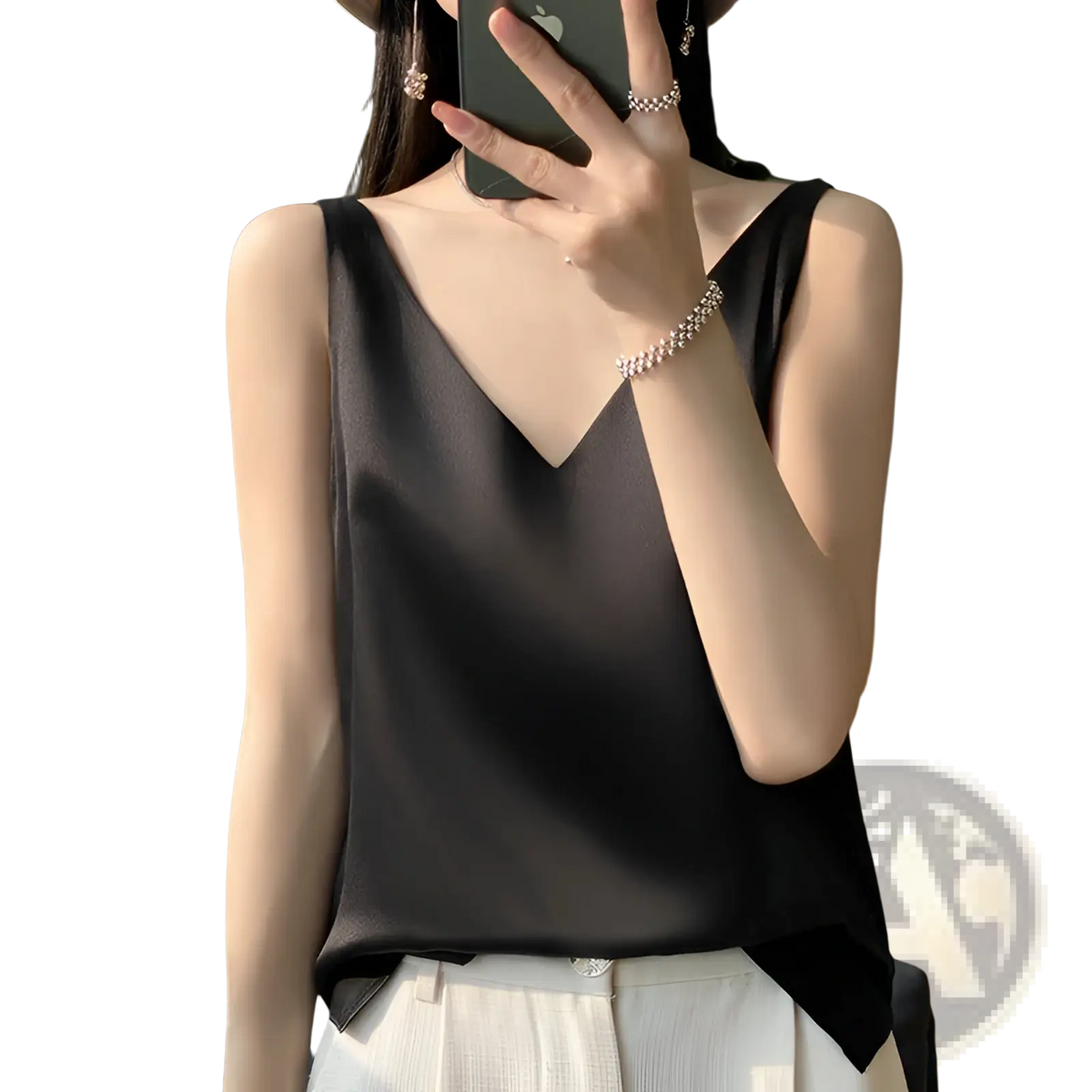 Silky Satin V-neck Camisole Top - Fierce and Chic