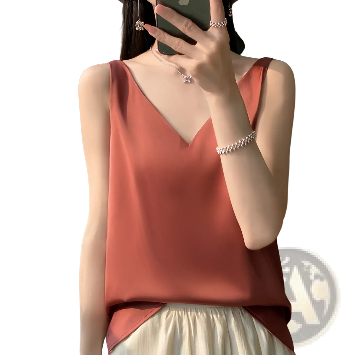 Silky Satin V-neck Camisole Top - Fierce and Chic