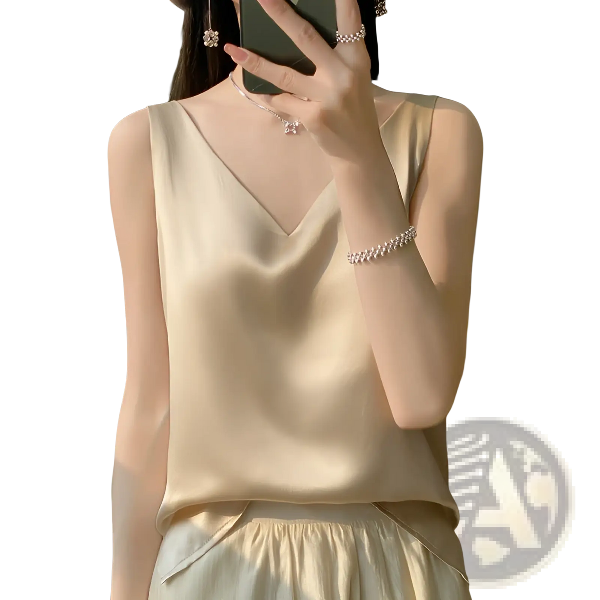 Silky Satin V-neck Camisole Top - Fierce and Chic