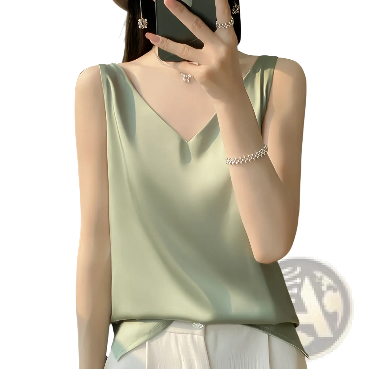 Silky Satin V-neck Camisole Top - Fierce and Chic