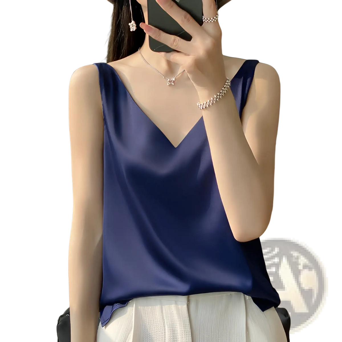 Silky Satin V-neck Camisole Top - Fierce and Chic