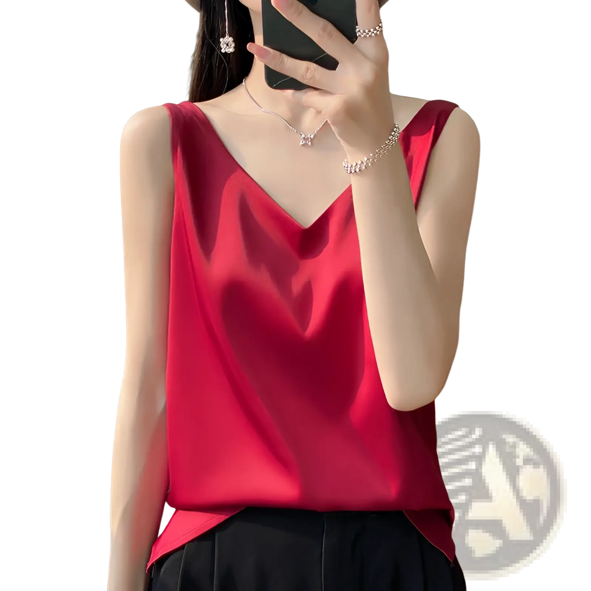 Silky Satin V-neck Camisole Top - Fierce and Chic