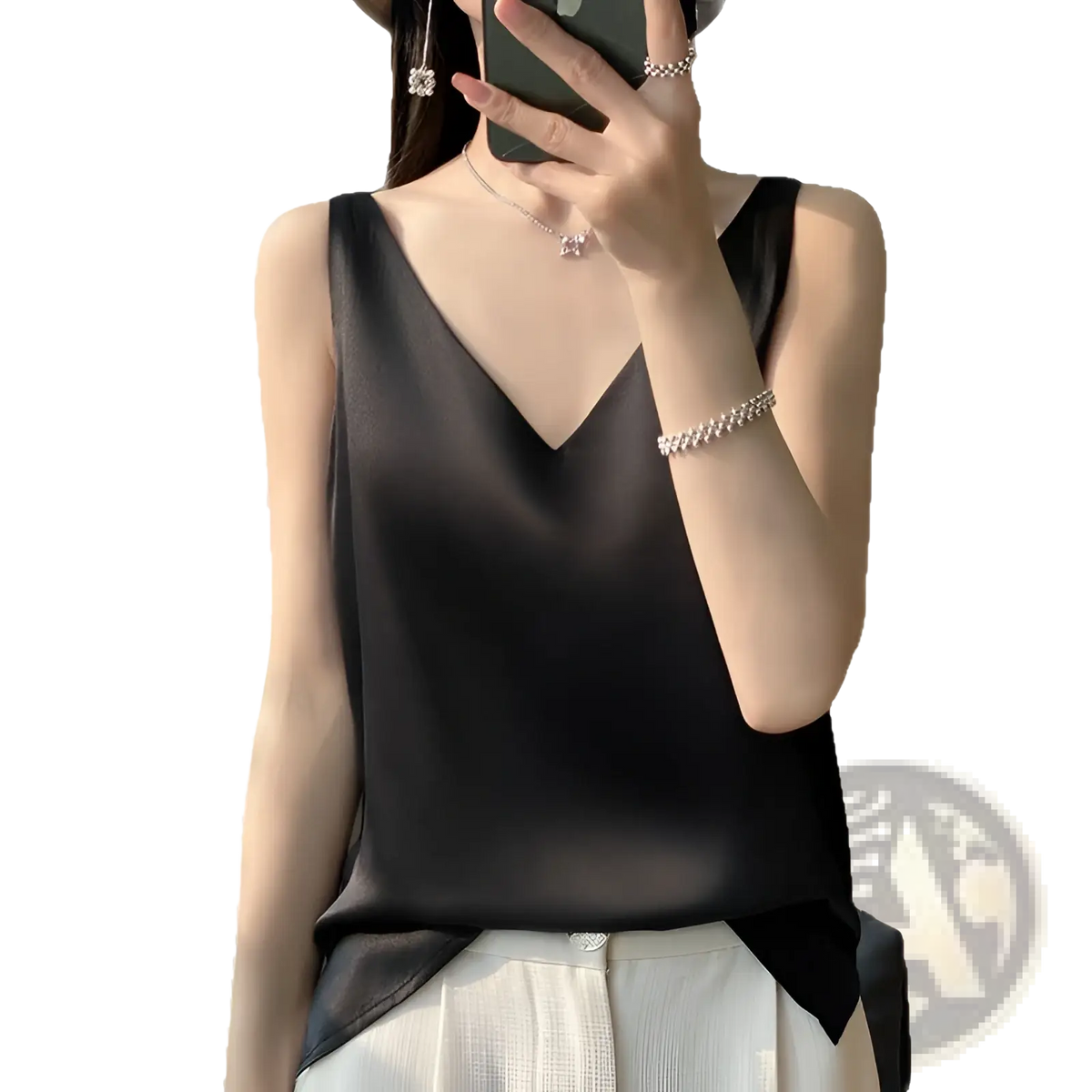 Silky Satin V-neck Camisole Top - Fierce and Chic