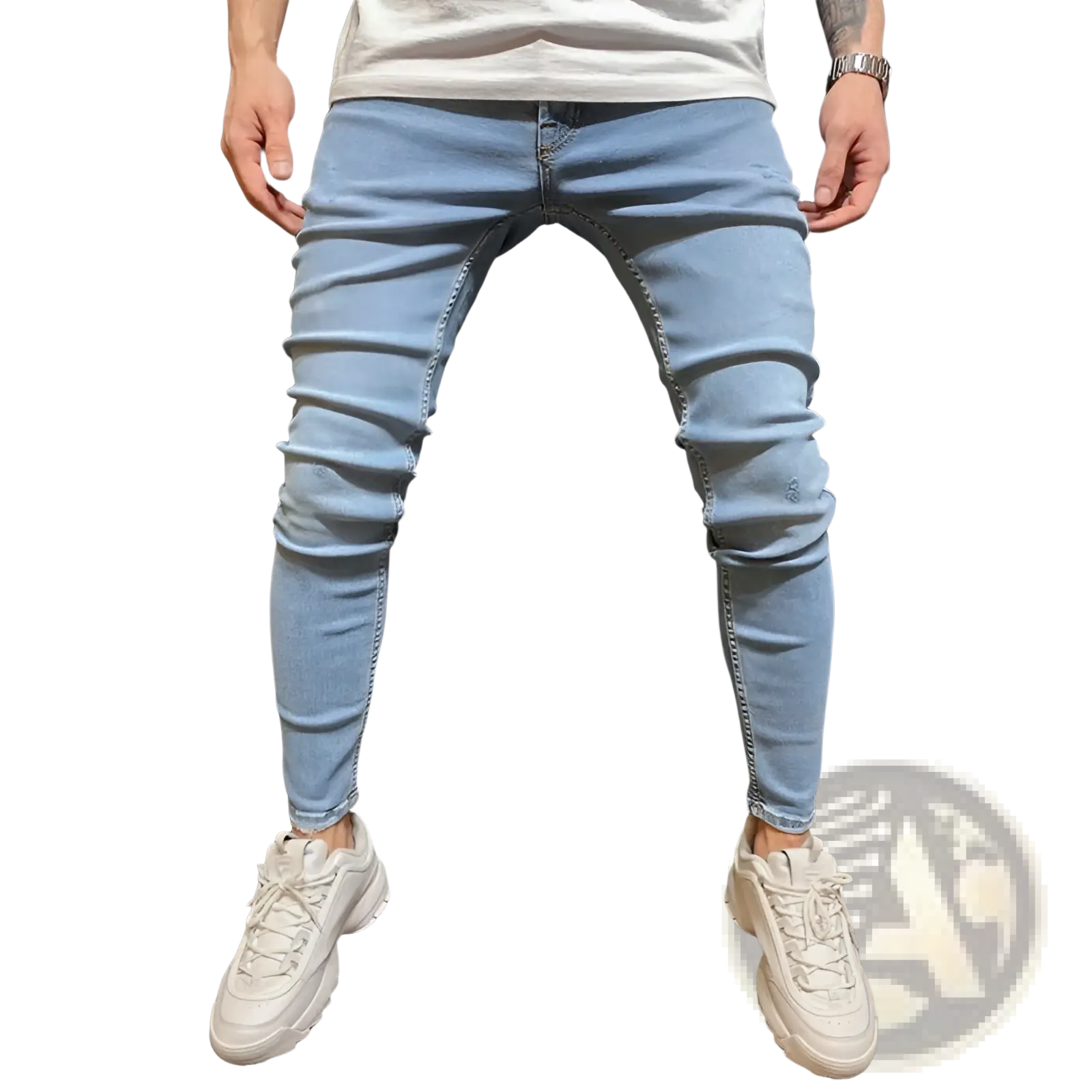 Slim Fit Light Wash Distressed Denim Jeans
