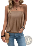Strapless Knit Top Casual Grey Sleeveless Blouse - Fierce and Chic