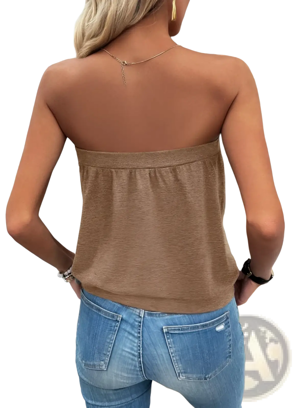 Strapless Knit Top Casual Grey Sleeveless Blouse - Fierce and Chic