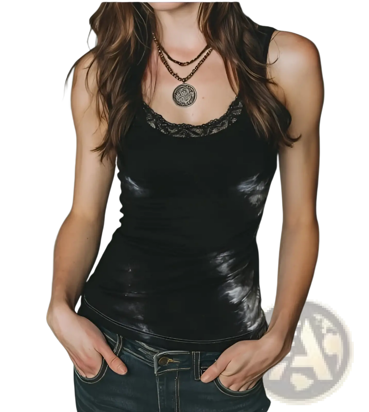 Tie Dye Lace Trim Tank Top - Fierce and Chic