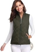 Women Cotton Quilted Vest Stand Collar Pocket - Fierce and Chic