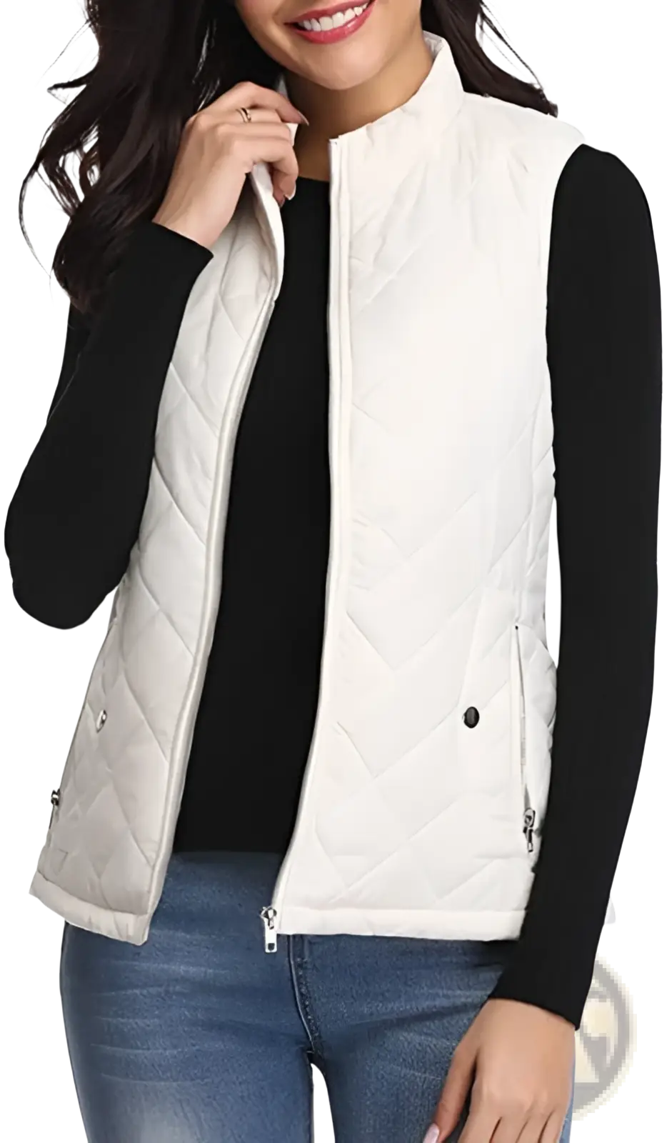 Women Cotton Quilted Vest Stand Collar Pocket - Fierce and Chic