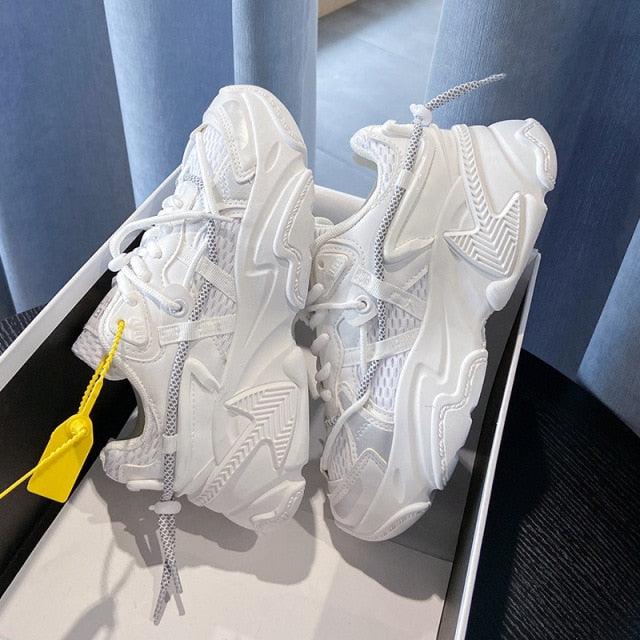 Women Fashion Sneakers Casual Leather Sports Shoes Sneakers Comfortable Walking Footwear Fashion New Lightweight Casual Thick Sneakers - Fierce and Chic