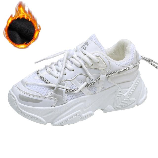 Women Fashion Sneakers Casual Leather Sports Shoes Sneakers Comfortable Walking Footwear Fashion New Lightweight Casual Thick Sneakers - Fierce and Chic