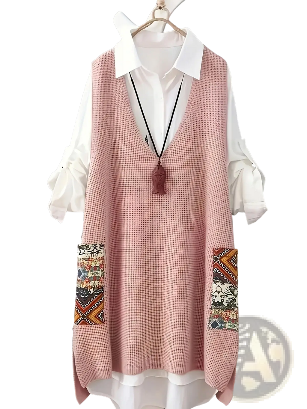 Womens Knitted Patchwork v Neck Vest - Fierce and Chic
