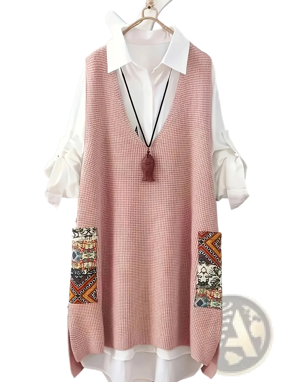 Womens Knitted Patchwork v Neck Vest - Fierce and Chic