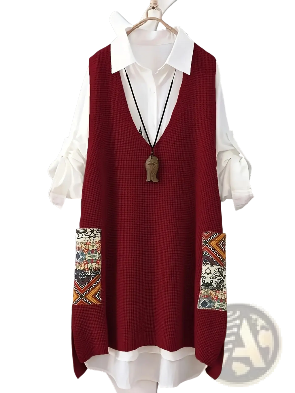 Womens Knitted Patchwork v Neck Vest - Fierce and Chic