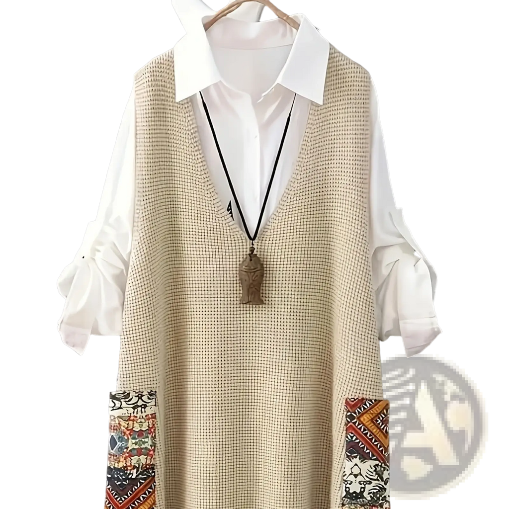 Womens Knitted Patchwork v Neck Vest - Fierce and Chic