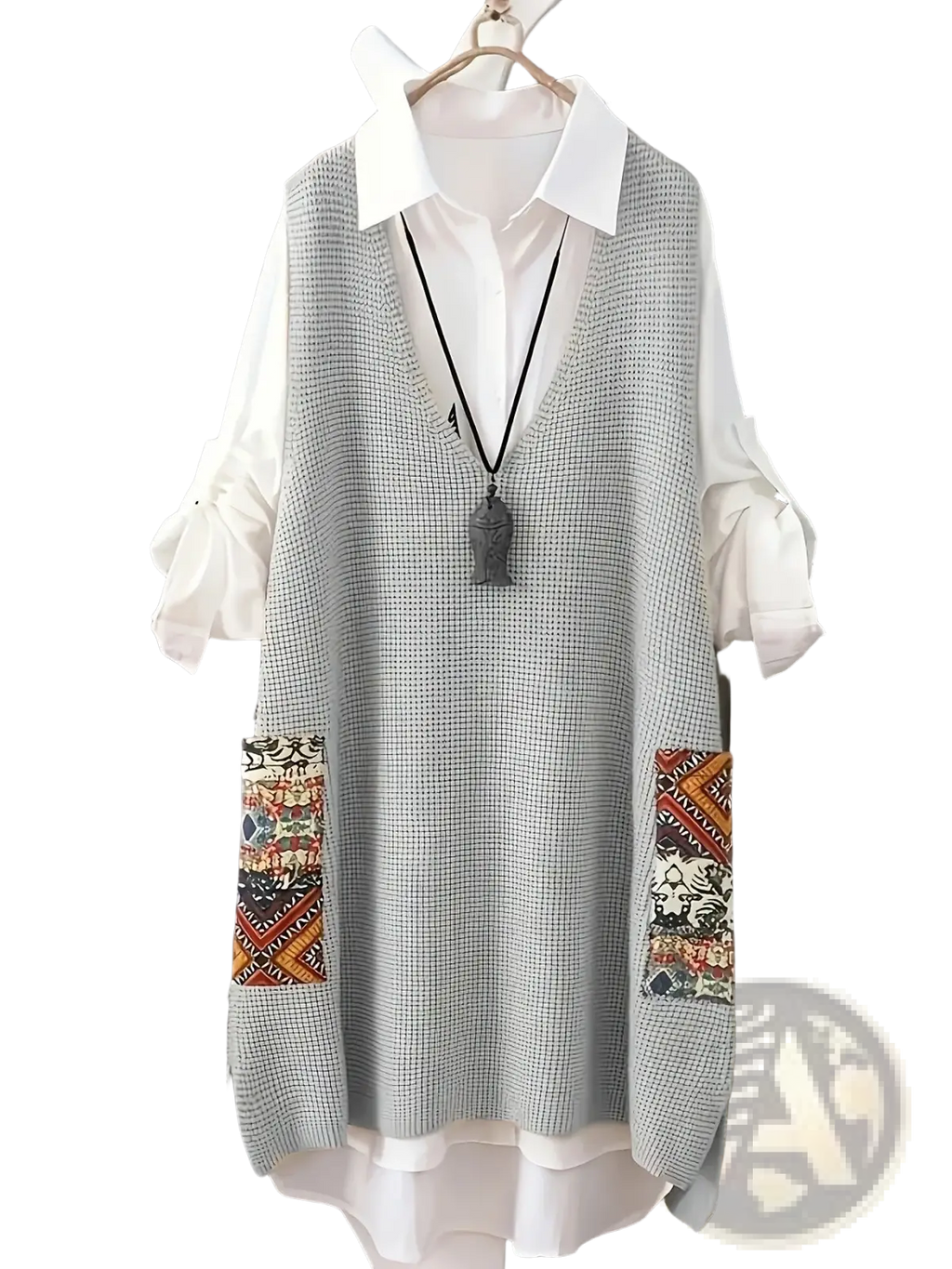 Womens Knitted Patchwork v Neck Vest - Fierce and Chic