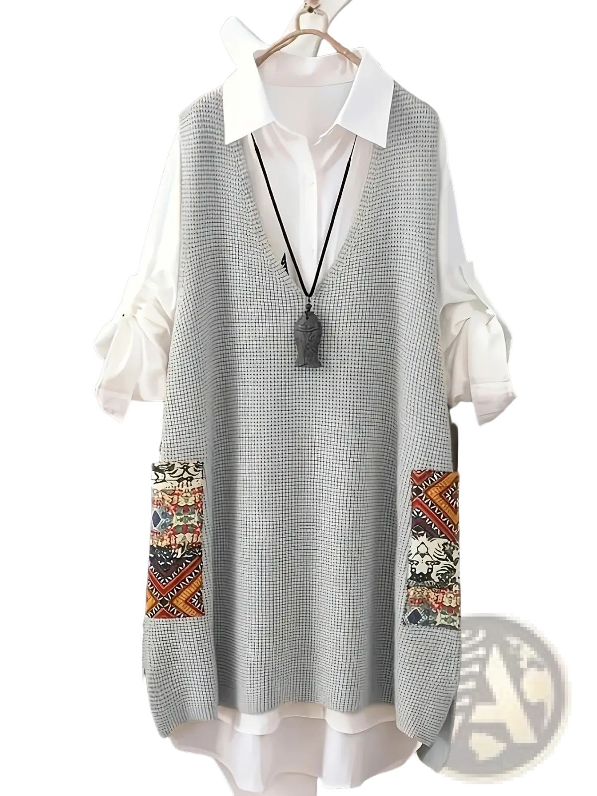 Womens Knitted Patchwork v Neck Vest - Fierce and Chic