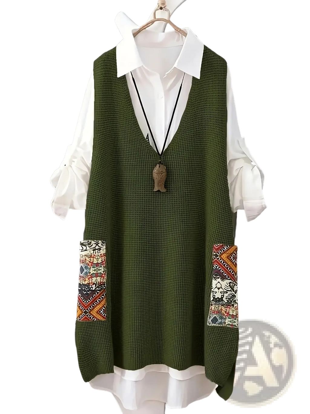 Womens Knitted Patchwork v Neck Vest - Fierce and Chic