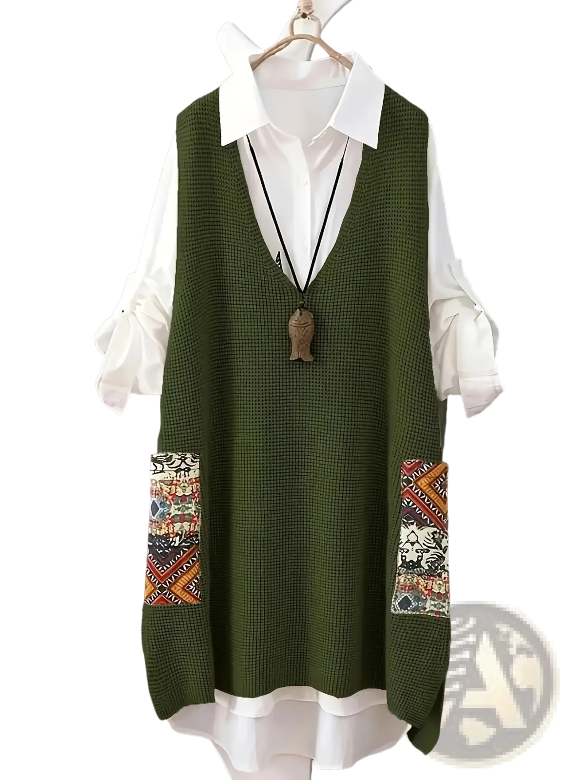 Womens Knitted Patchwork v Neck Vest - Fierce and Chic