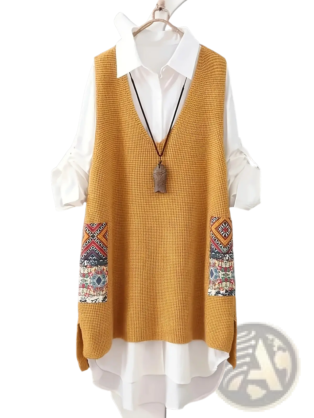 Womens Knitted Patchwork v Neck Vest - Fierce and Chic