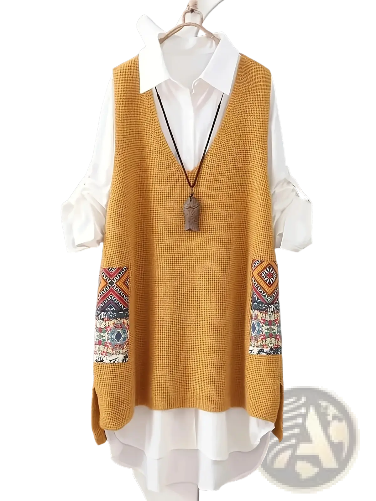 Womens Knitted Patchwork v Neck Vest - Fierce and Chic
